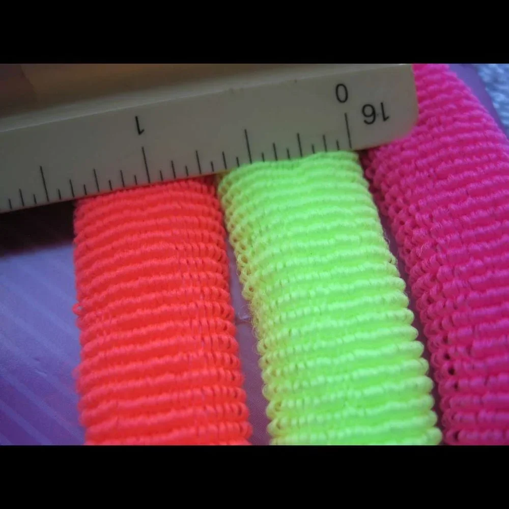 3 Goody Ouchless Terry Fabric Elastic Hair Bands Neon Bright Orange Yellow Pink